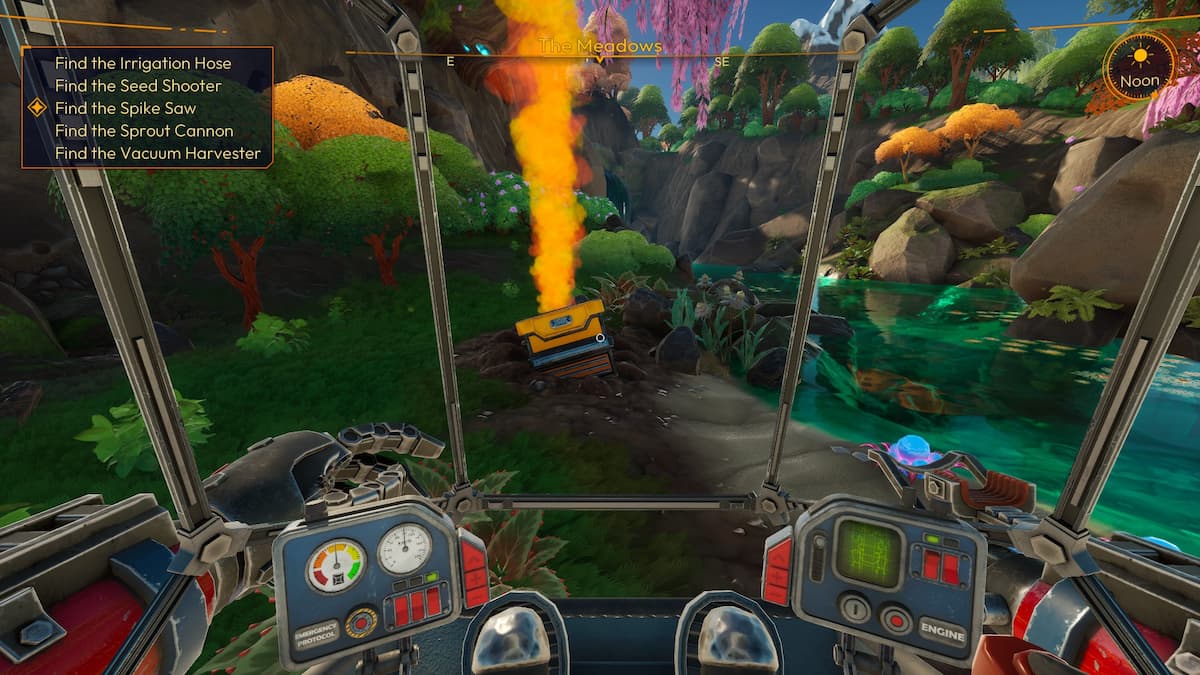 Cosechadora al vacío en caja amarilla en Lightyear Frontier