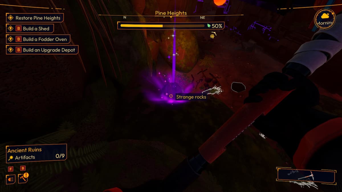 Roca extraña/Artefacto en Pine Heights en Lightyear Frontier, dentro de una cueva