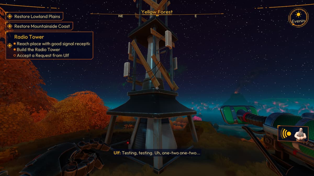 Torre de radio completamente construida en Lightyear Frontier