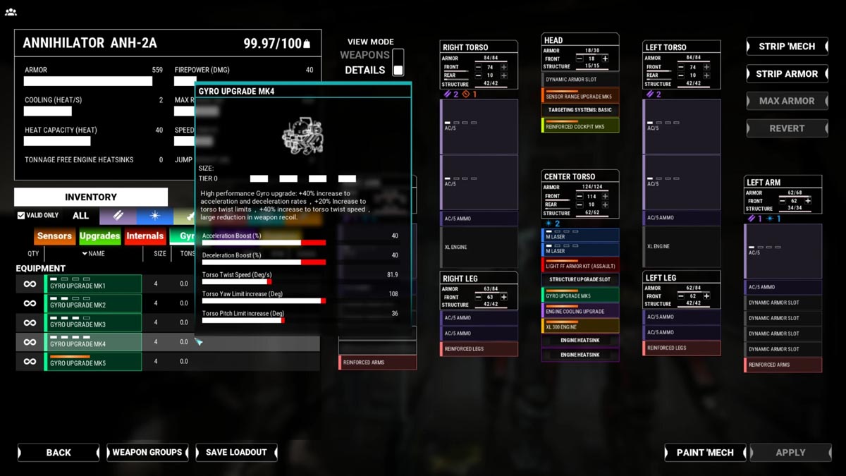 Menú de mod Mercs Reloaded en Mechwarrior 5