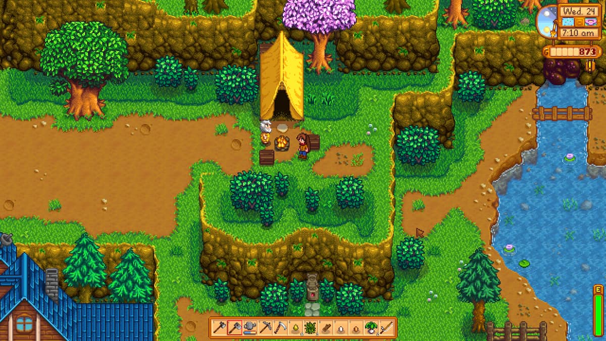 Tienda y camping cerca de las minas. 