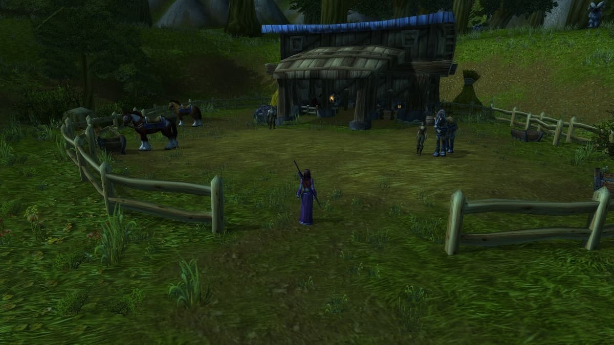 Derechos de pie en un corral de caballos