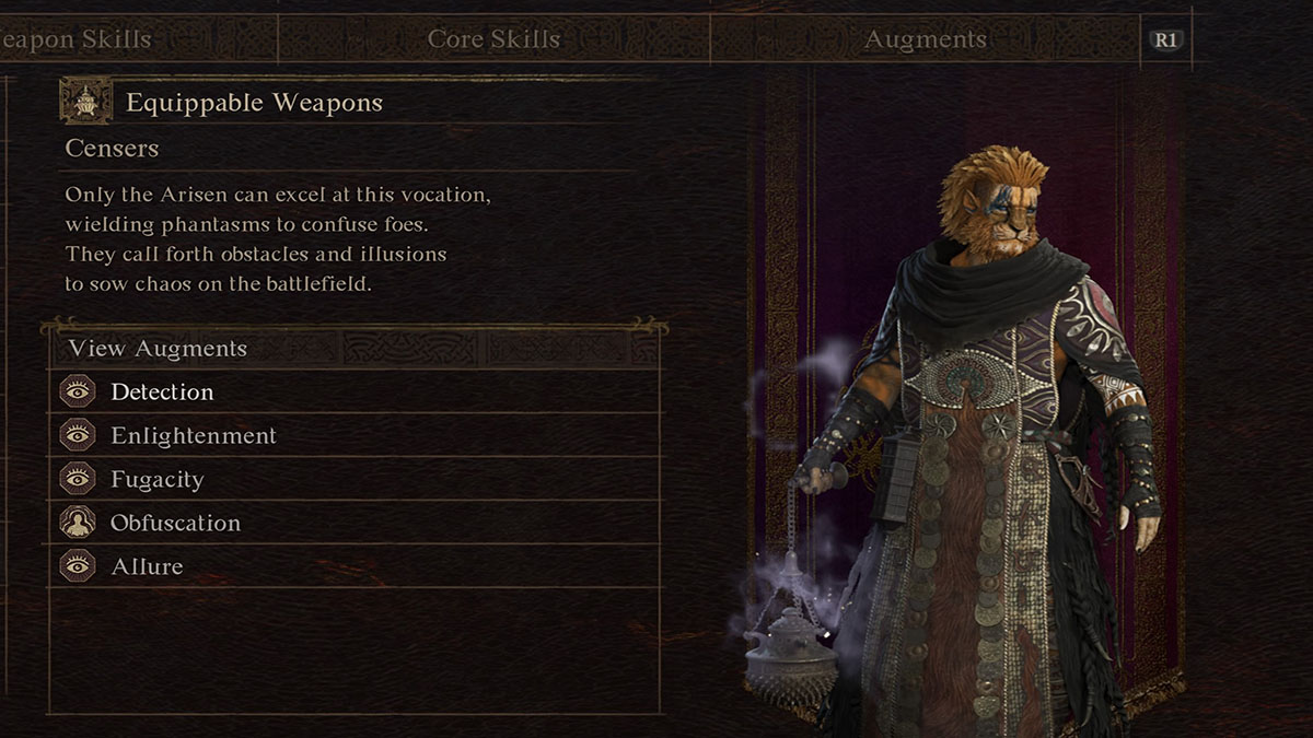 Menú de vocación de embaucador en Dragons Dogma 2.