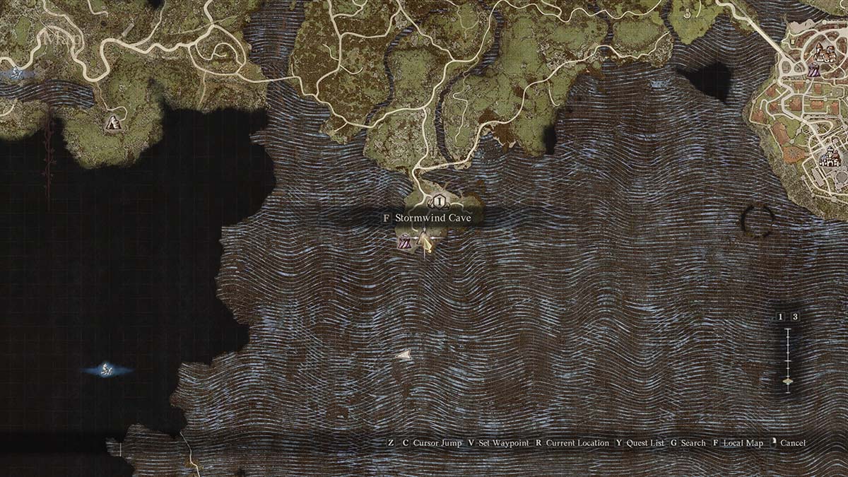 La ubicación de la Cueva de Ventormenta en Dragon's Dogma 2