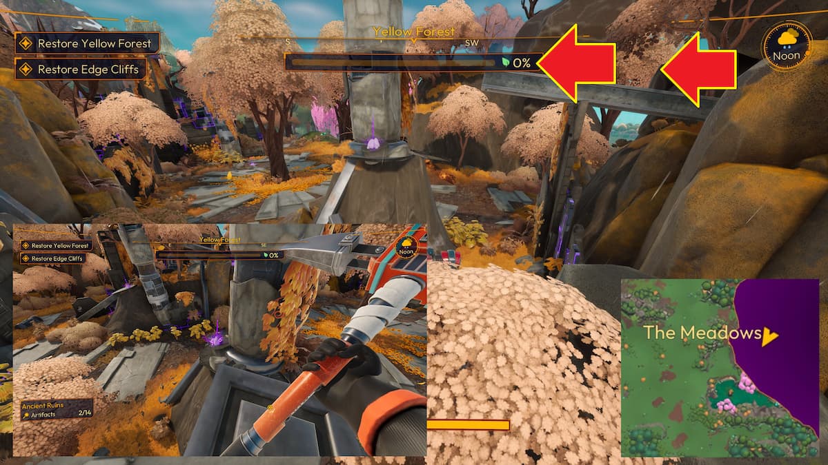 Todas las ubicaciones de artefactos en Yellow Forest en Lightyear Frontier 20 Un artefacto de Lightyear Frontier ubicado en un pilar