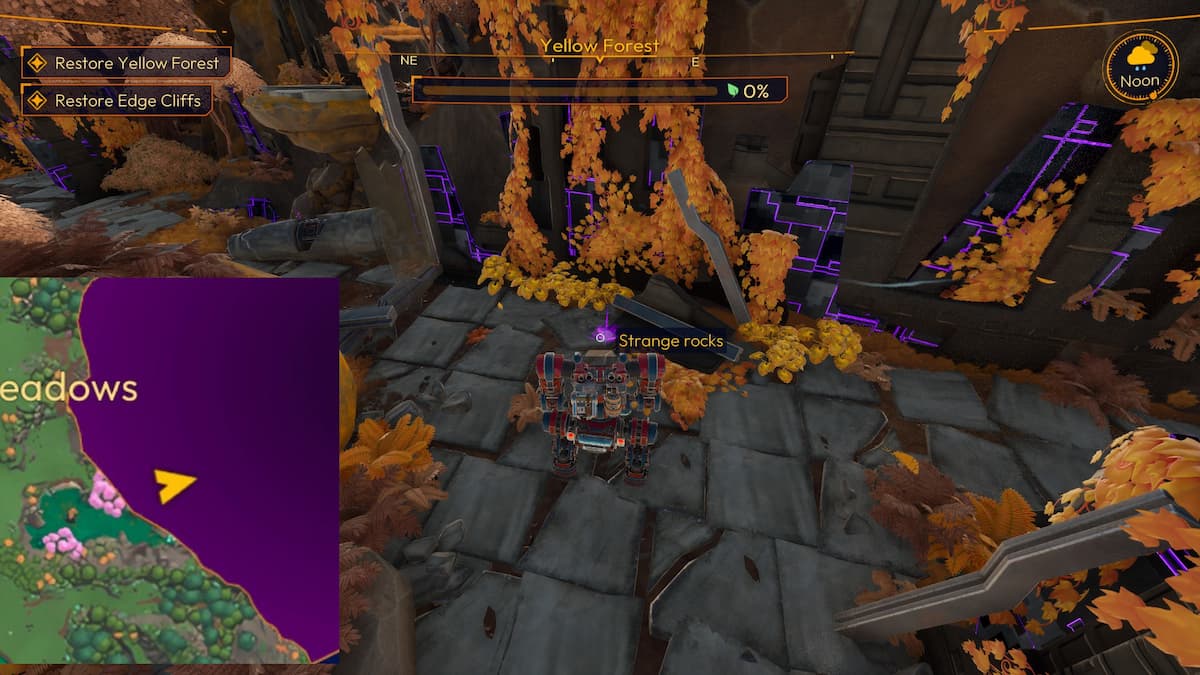 Todas las ubicaciones de artefactos en Yellow Forest en Lightyear Frontier 23 Un artefacto frente a un muro de piedra en Lightyear Frontier