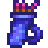 Carcaj azul con motas y flechas moradas que sobresalen de la parte superior