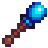 Bastón con un cristal azul.