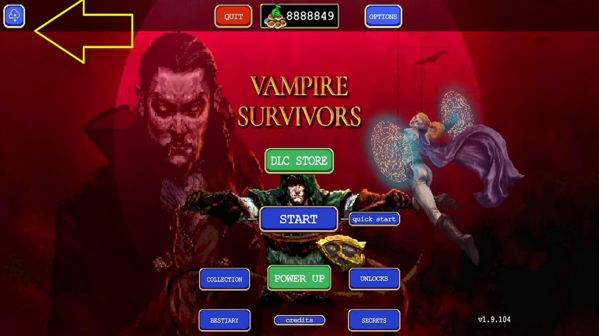 Inicio de sesión de Android para la cuenta de Vampire Survivors
