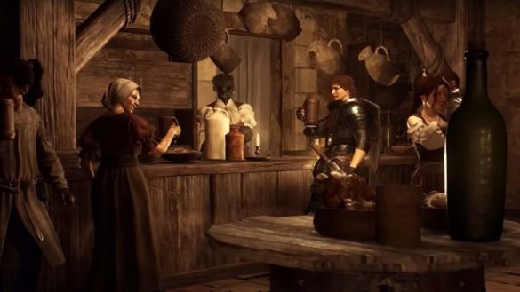 Men and women drink in the bar in Dragon