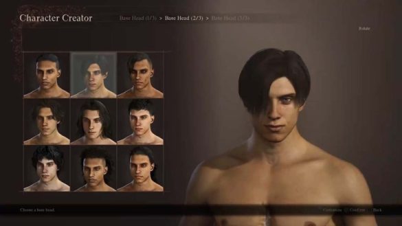Character creator menu for hair color in Dragon