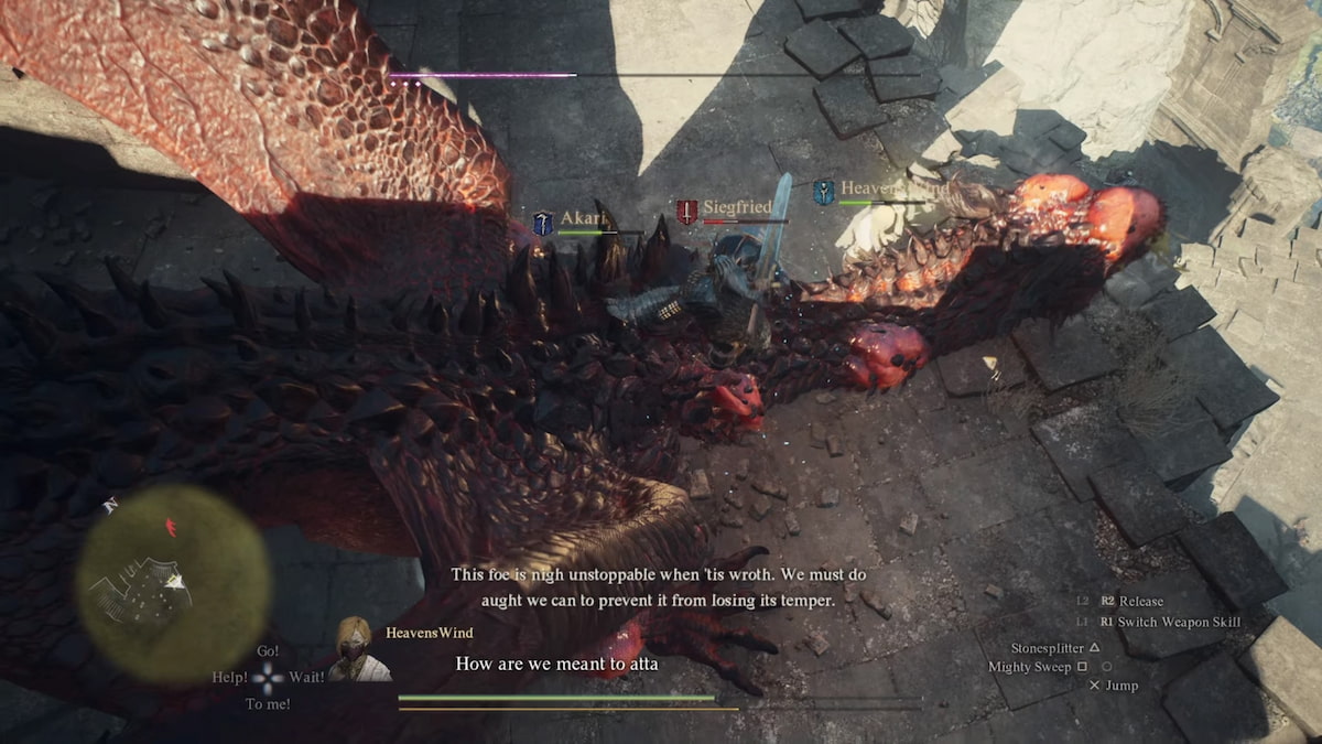 Cómo vencer al dragón en Dragonsbreath Tower en Dragon's Dogma 2 9 Jugador montando un dragón en Dragon's Dogma 2.