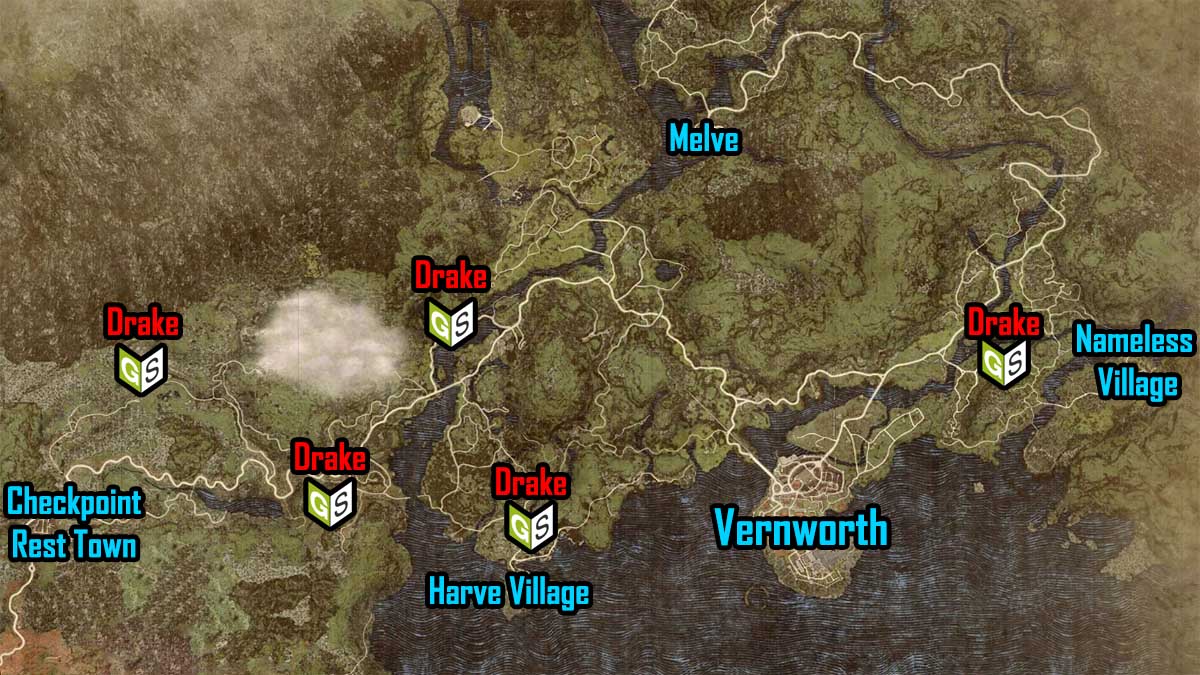 Ubicaciones de Drake en Dragons Dogma 2.