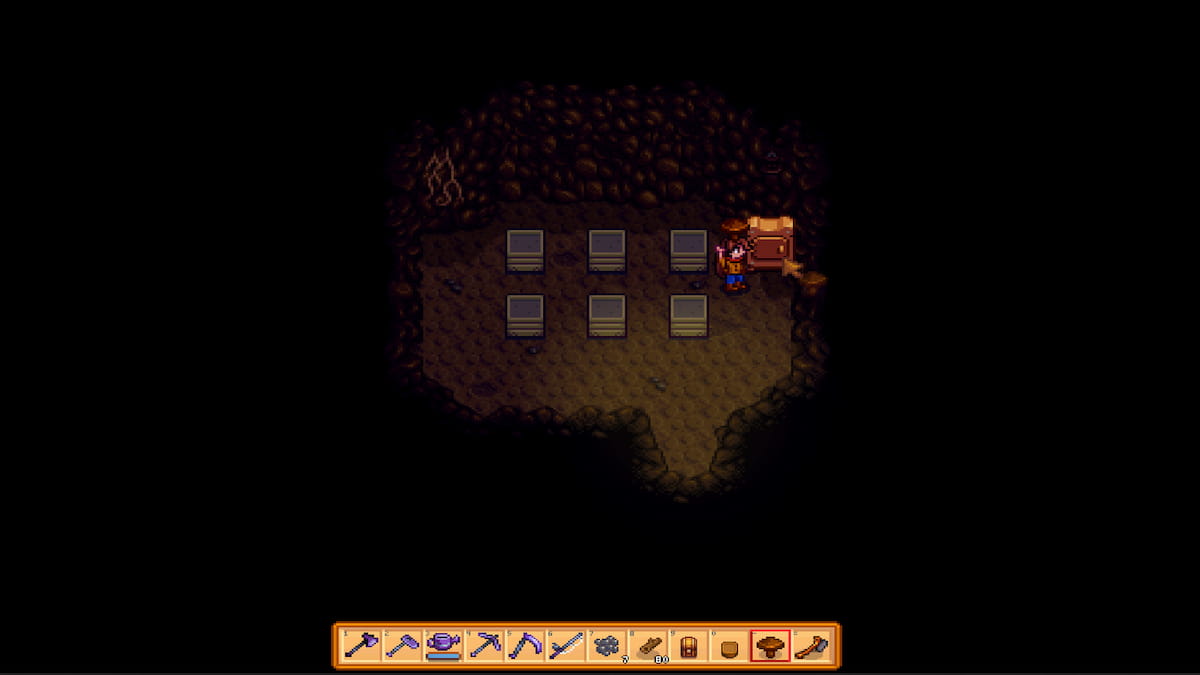 Colocar hongos comunes dentro del deshidratador en la cueva de hongos