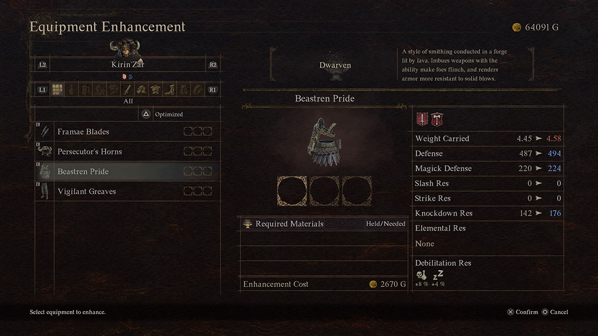 menú de herrería enana en dragons dogma 2