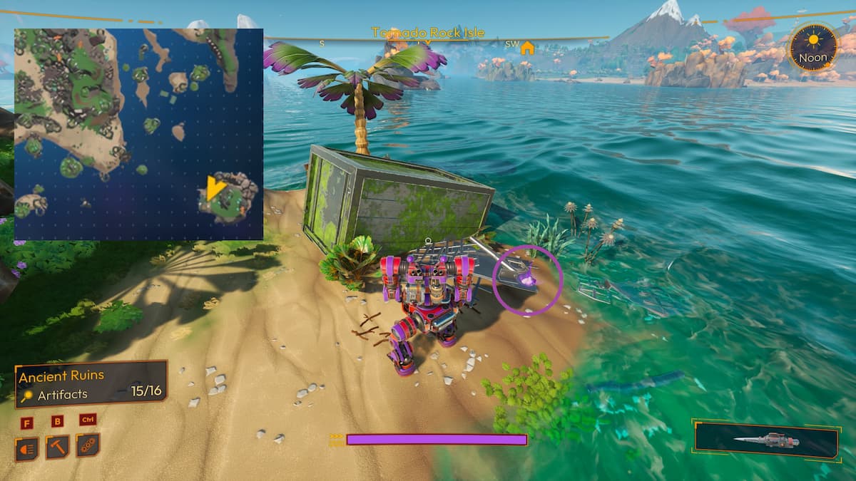 Ubicación del artefacto en Tornado Rock Isle en Lightyear Frontier