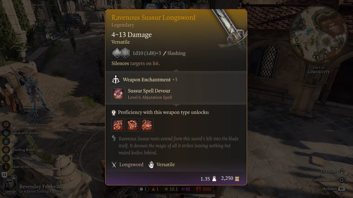 espada larga sussur legendaria en baldurs gate 3