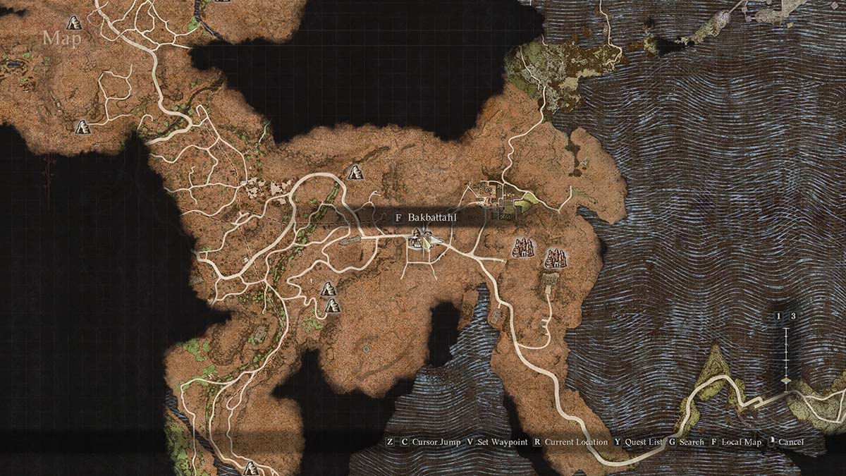 La ubicación de la ciudad de Bakbattahl en Dragon's Dogma 2