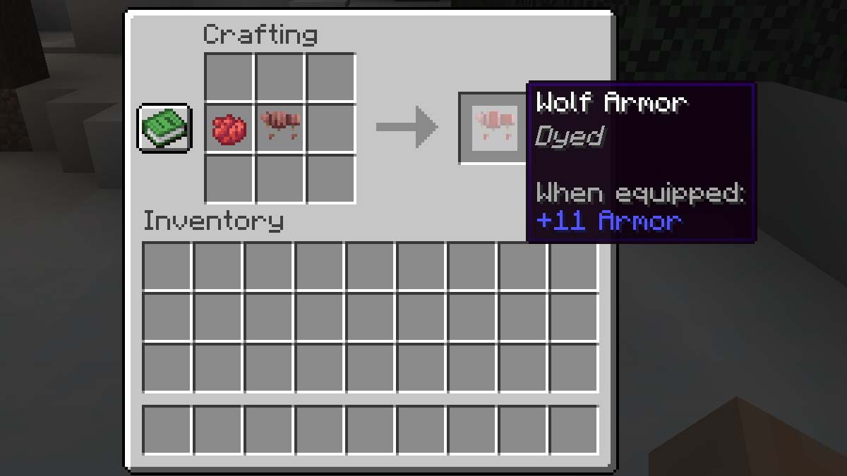 Aplicar tinte rojo a una armadura de lobo en Minecraft