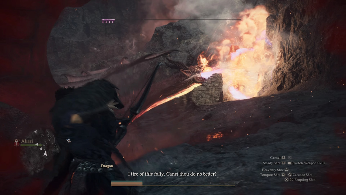 Cómo vencer al verdadero dragón en Dragon's Dogma 2 14 aliento de fuego de dragón en dragones dogma 2