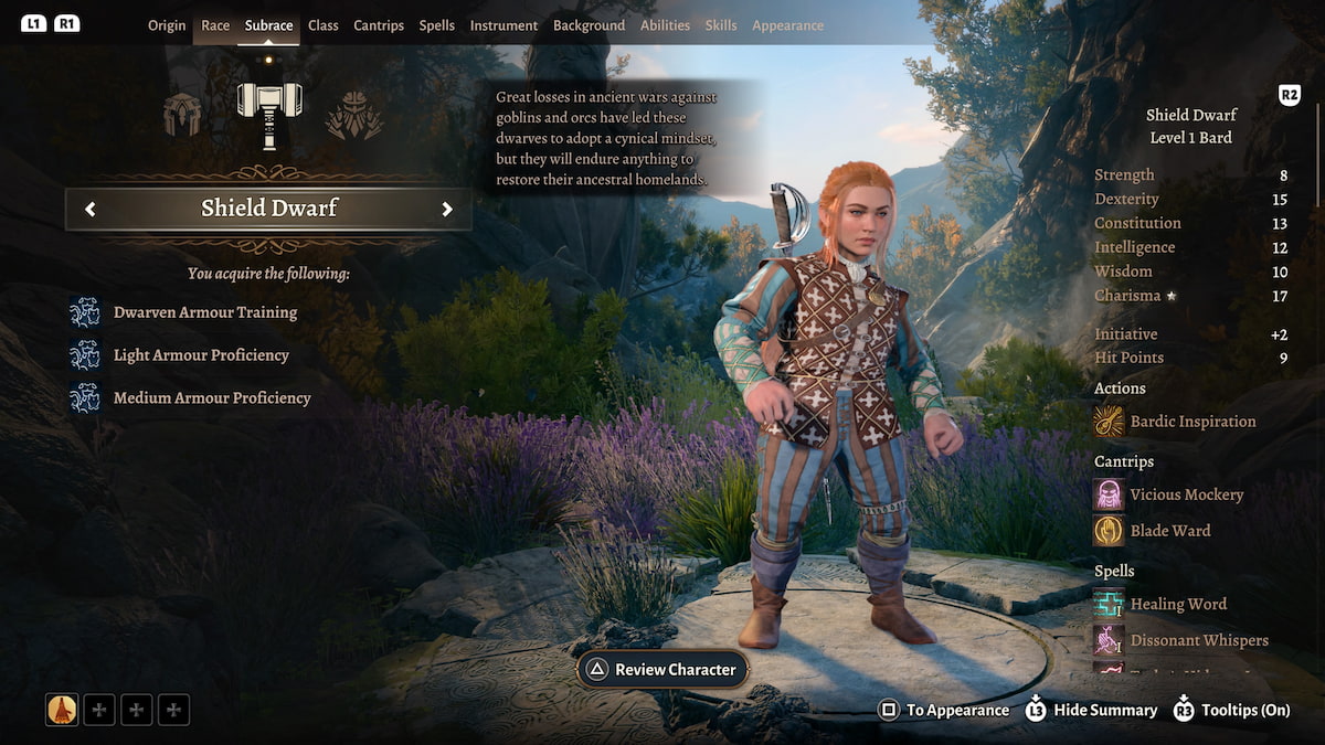 bardo enano en la creación de personajes de baldurs gate 3