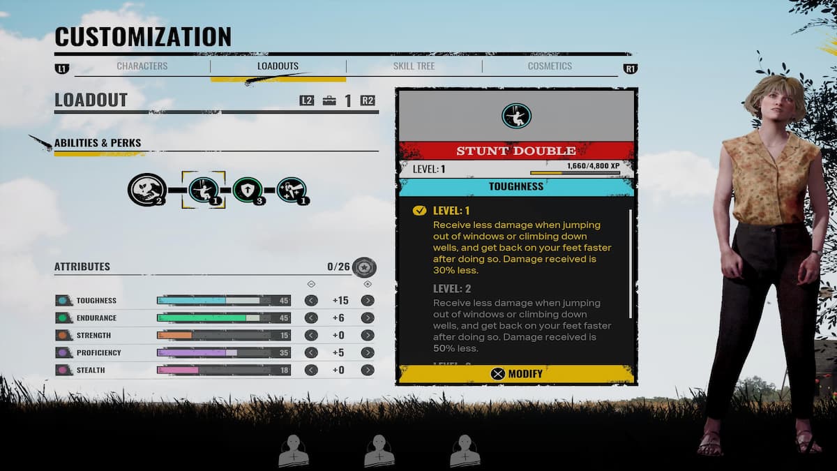 Pantalla de personalización de Virginia en La masacre de la motosierra de Texas  