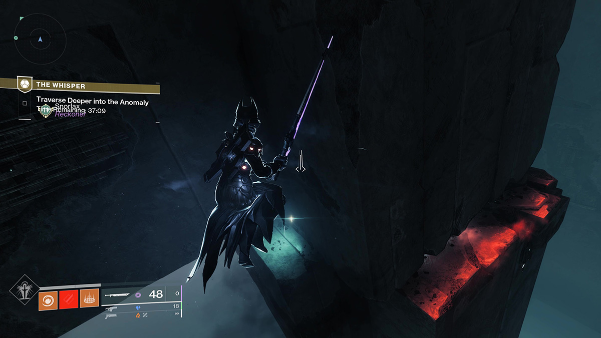 Saltando por una esquina ciega en la misión The Whisper Exotic en Destiny 2