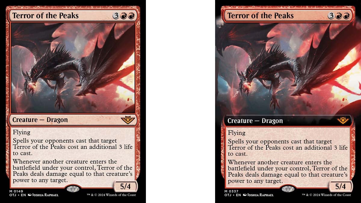 Variantes del arte de las cartas de Terror of the Peaks en MtG