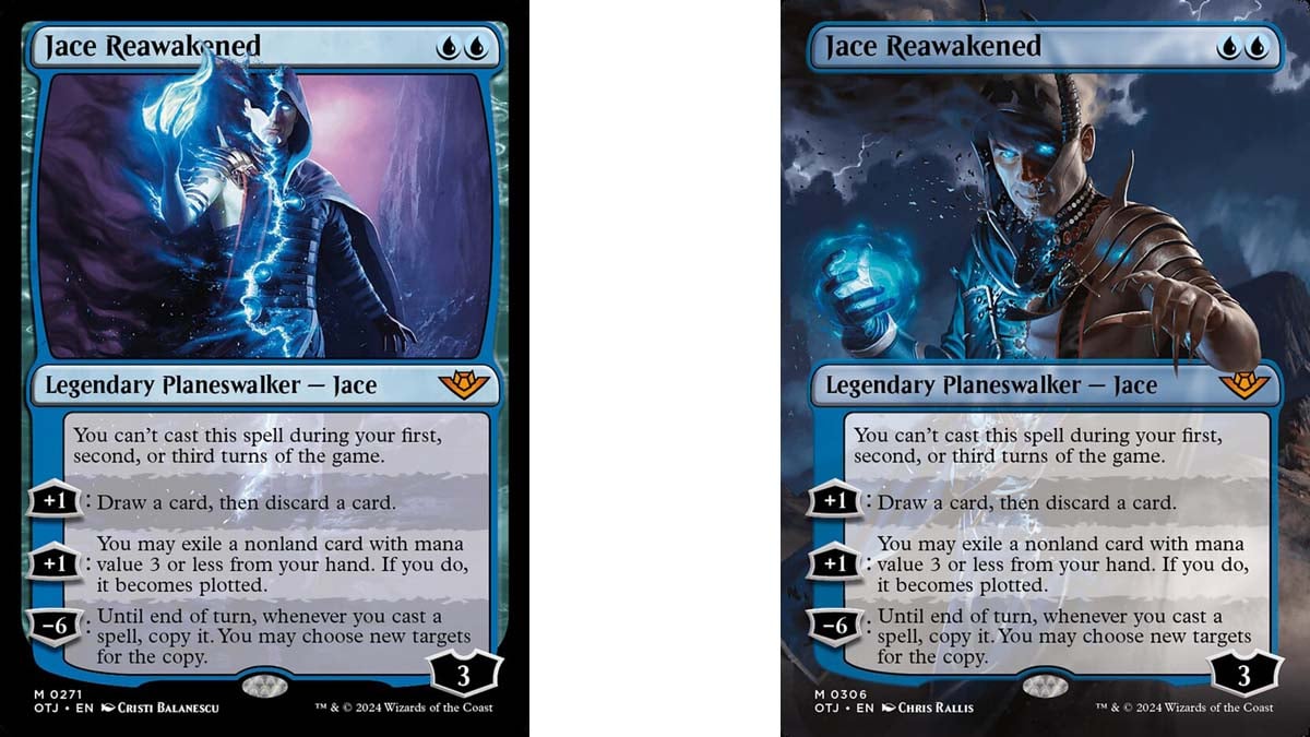 Variantes del arte de las cartas de Jace Reawakened en MtG