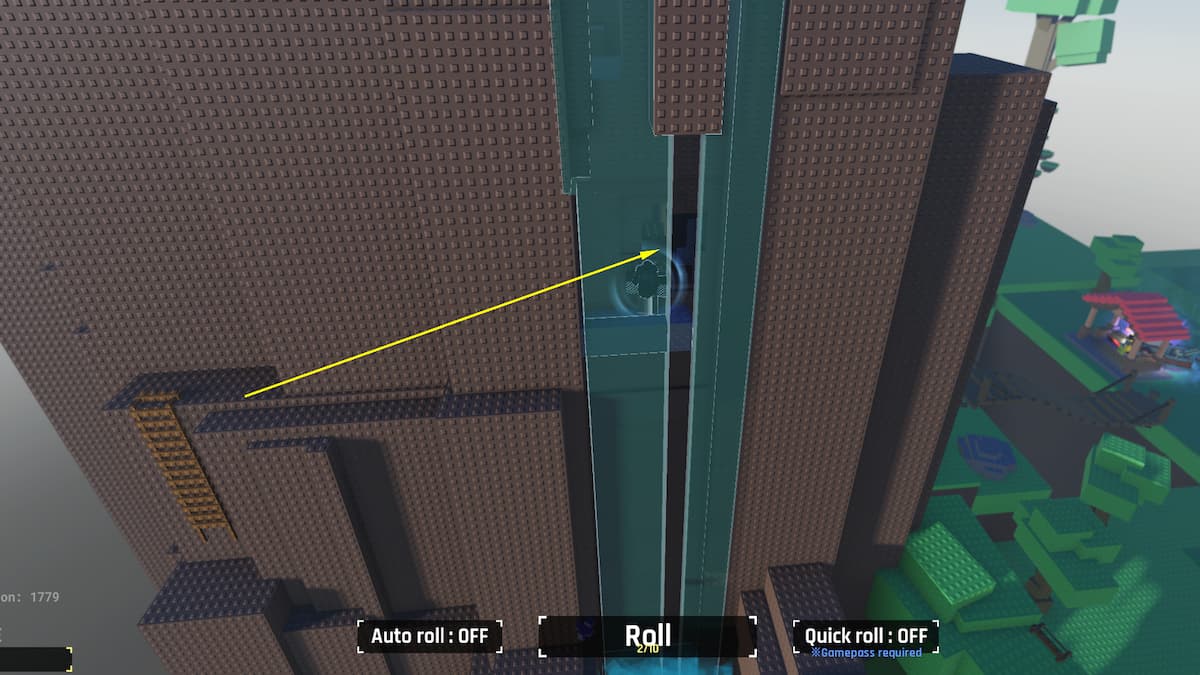 Todas las ubicaciones de huevos en el RNG de Roblox Sol 39 Acantilado de cascada con una entrada secreta detrás de la cascada.