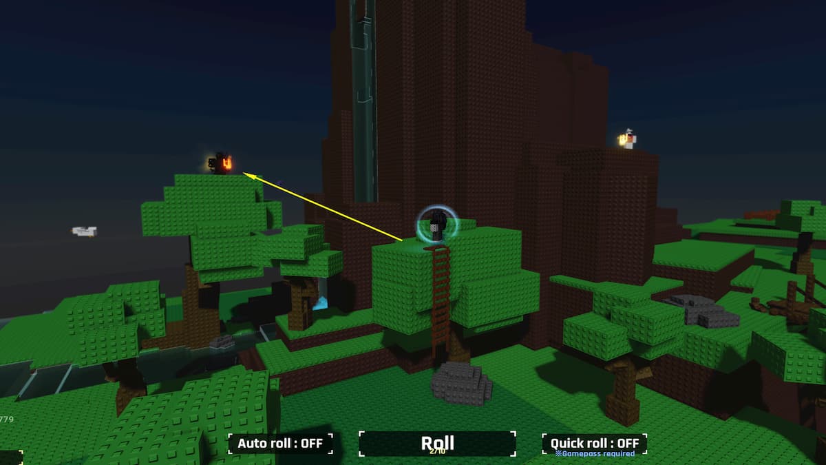 Todas las ubicaciones de huevos en el RNG de Roblox Sol 37 Acantilado de cascada con una escalera que conduce a las copas de los árboles