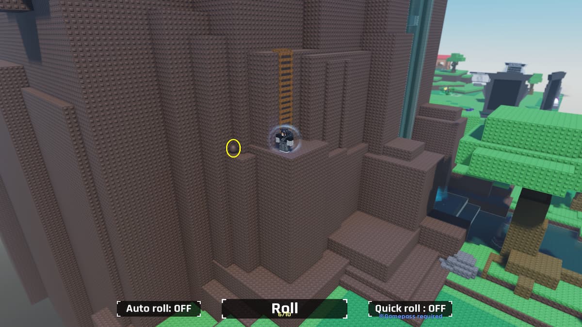 Todas las ubicaciones de huevos en el RNG de Roblox Sol 38 Huevo marrón mezclándose con el acantilado marrón