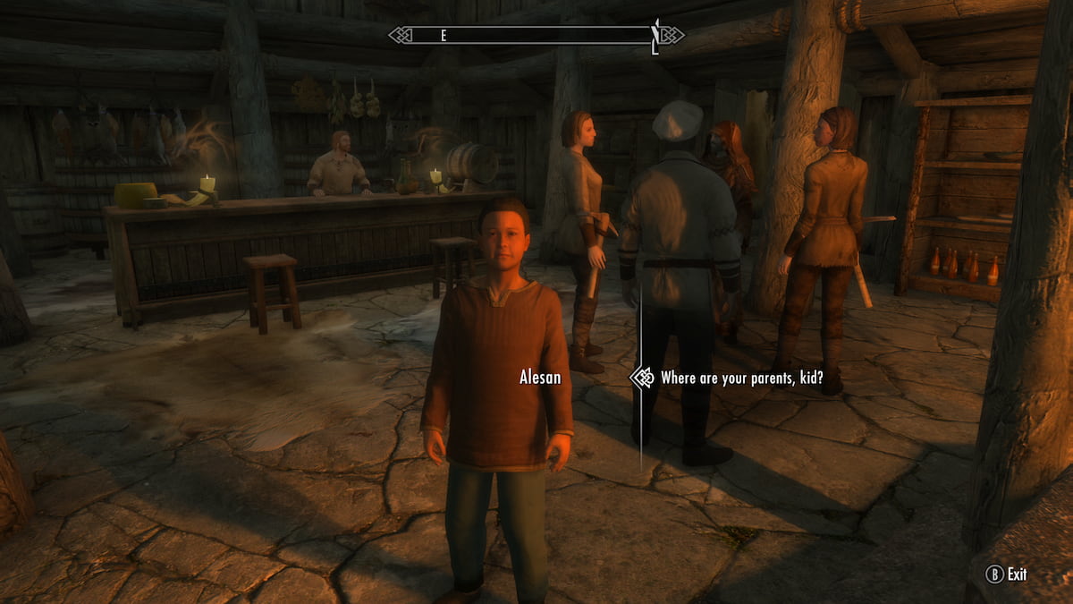 Todos los niños adoptables en Skyrim 10 Niño alesano en posada en Dawnstar