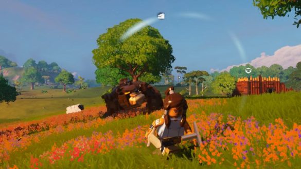 Player running away from brown bear