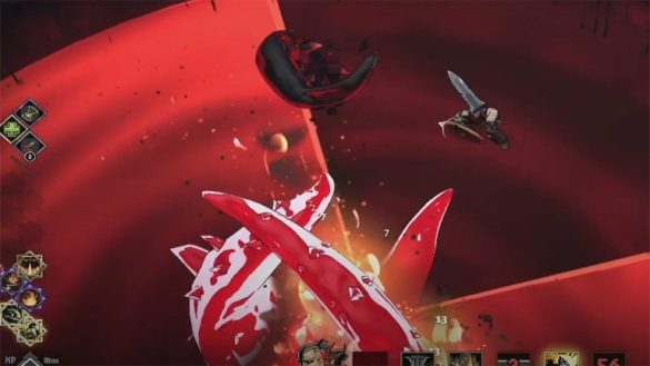 beowulf fighting the tentancle boss in ravenswatch