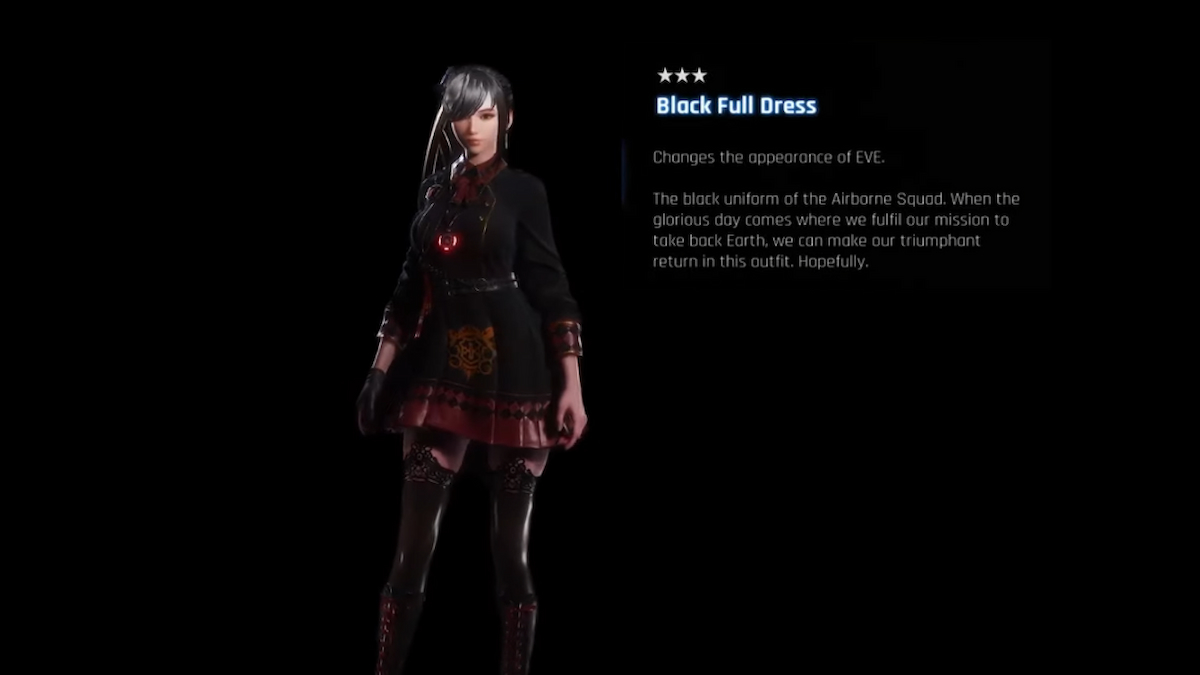 Aspecto de vestido completo negro de Stellar Blade para Eve