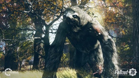 Mega sloth roaming the woods in Fallout 76