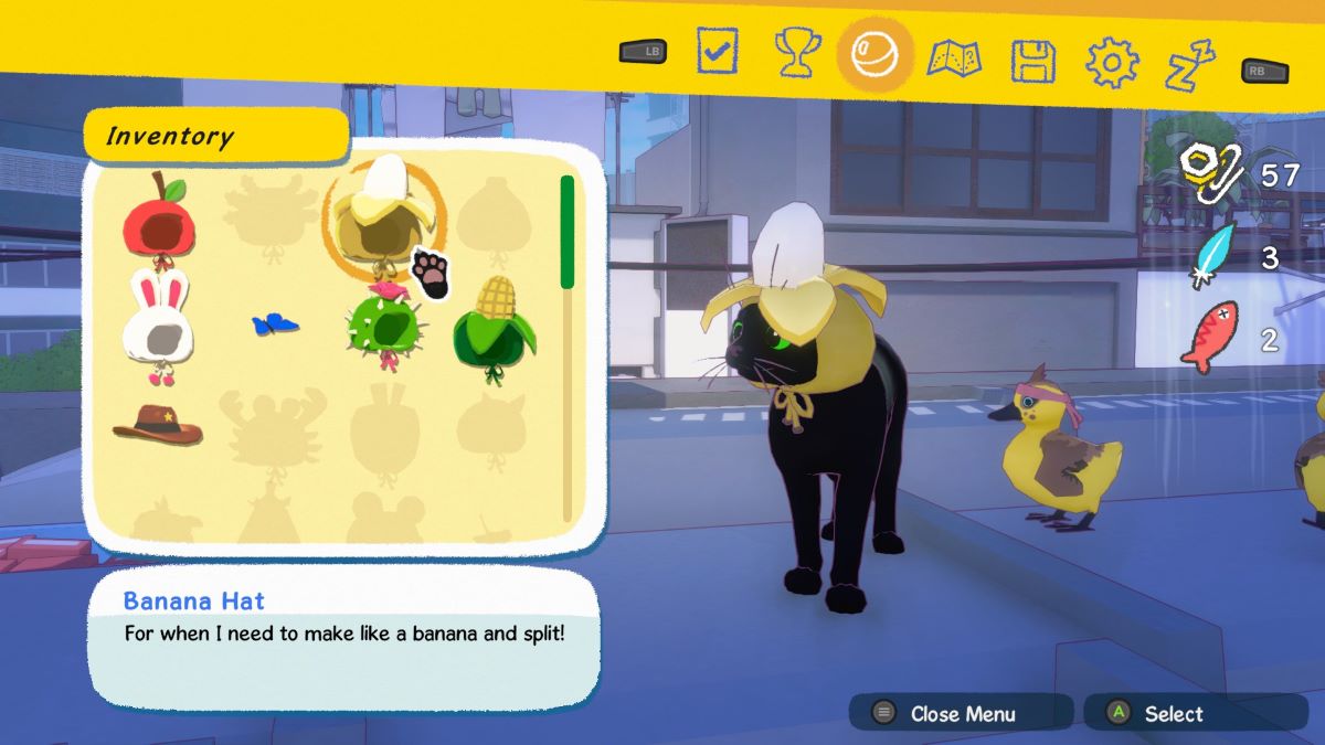 Kitty con el sombrero de plátano en Little Kitty Big City