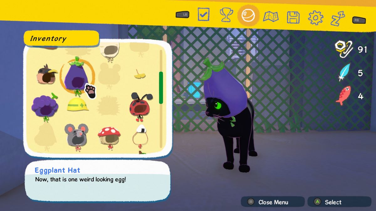 Kitty con el sombrero de berenjena en Little Kitty Big City