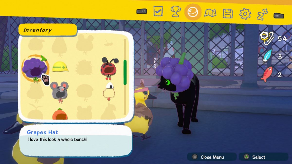 Kitty con el sombrero de uvas en Little Kitty Big City