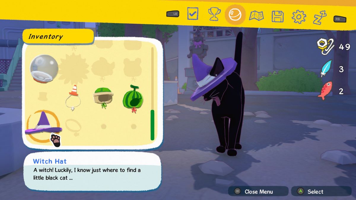 Kitty con sombrero de bruja en Little Kitty Big City