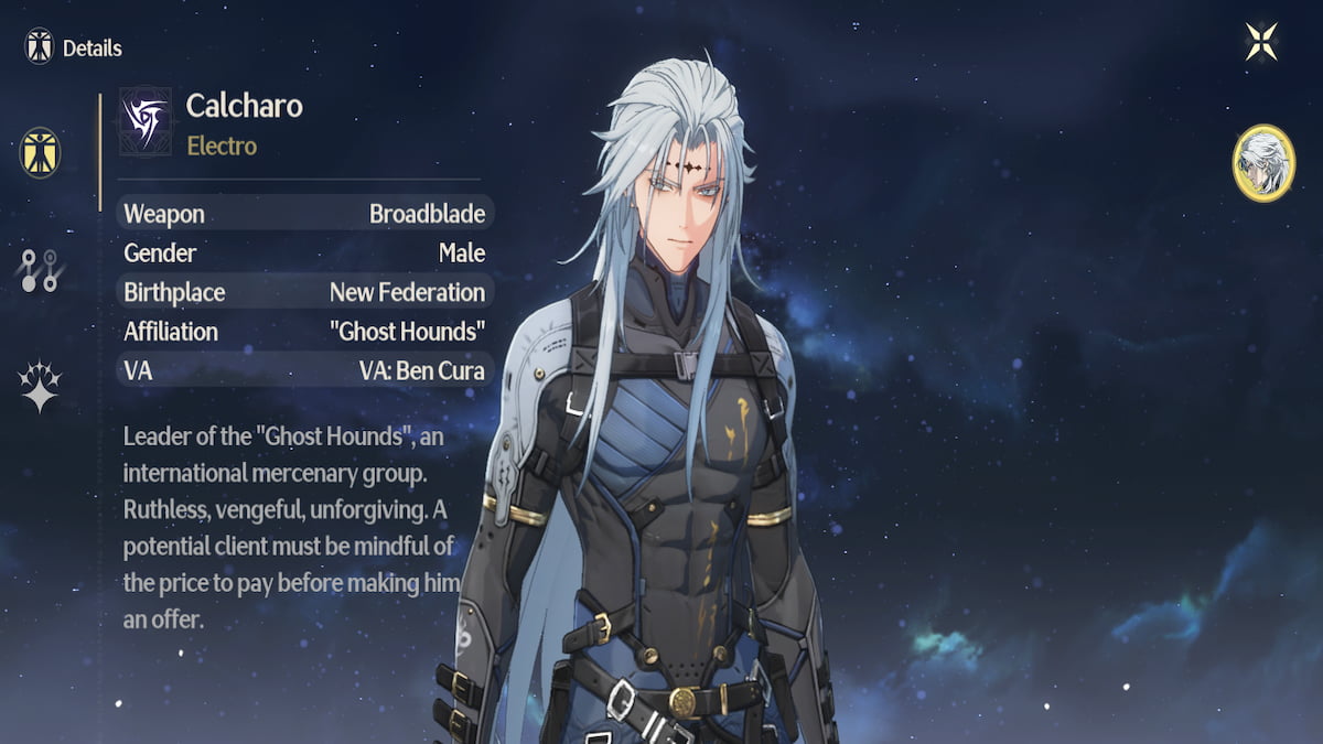 Página de personajes de convocatoria de cinco estrellas de Calcharo en Wuthering Waves