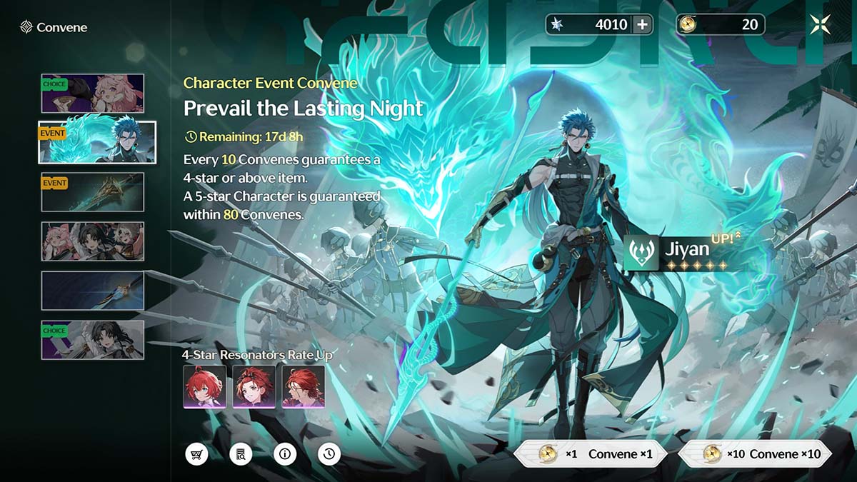 Un banner de personaje de evento limitado en Wuthering Waves