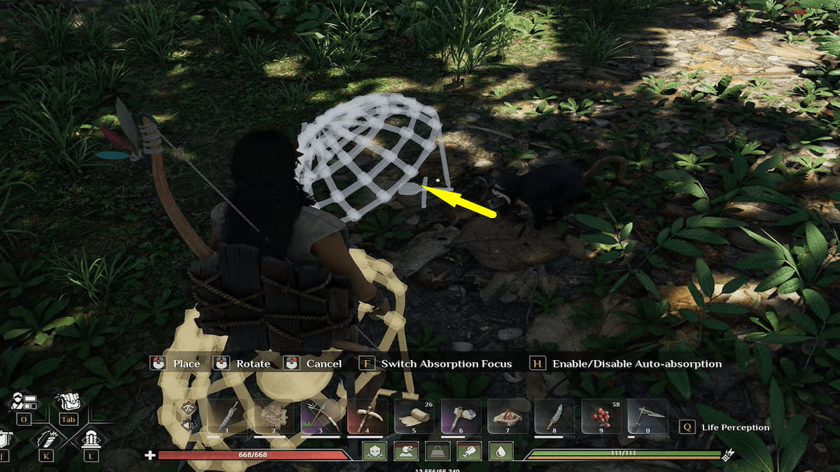 Capturando mono con pequeña trampa en Soulmask