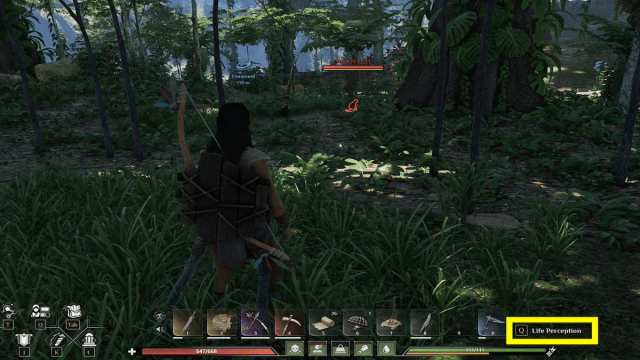 Detectando mono con vista de Percepción de Vida en Soulmask