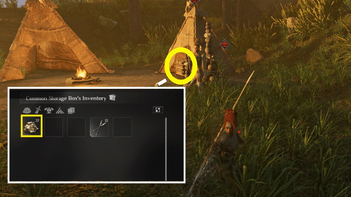 Mineral de oro en el cofre del campamento bárbaro en Soulmask