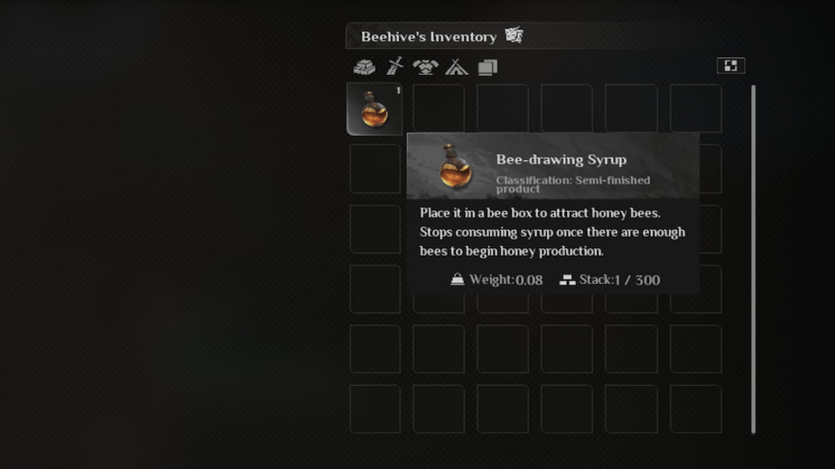 Poner jarabe para dibujar abejas en Beehive en Soulmask