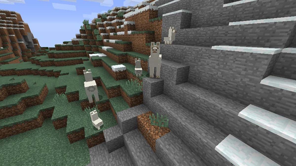 Llamas blancas en las colinas en Minecraft