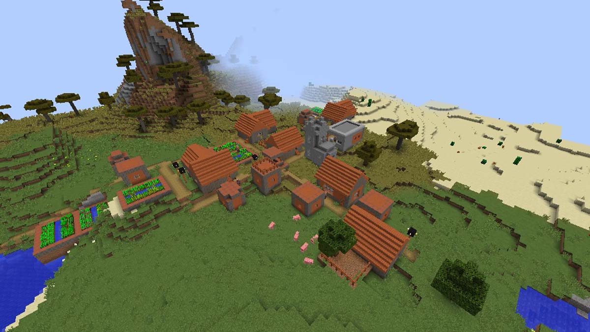 Herrero en un pueblo de acacias en Minecraft