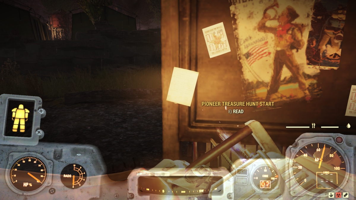 La ubicación de la nota de inicio de Pioneer Treasure Hunt en Fallout 76